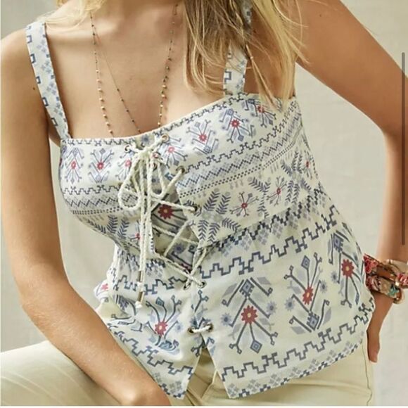 Anthropologie, forever that girl, Lace-up Peplum Tank NWT size medium - Picture 3 of 16